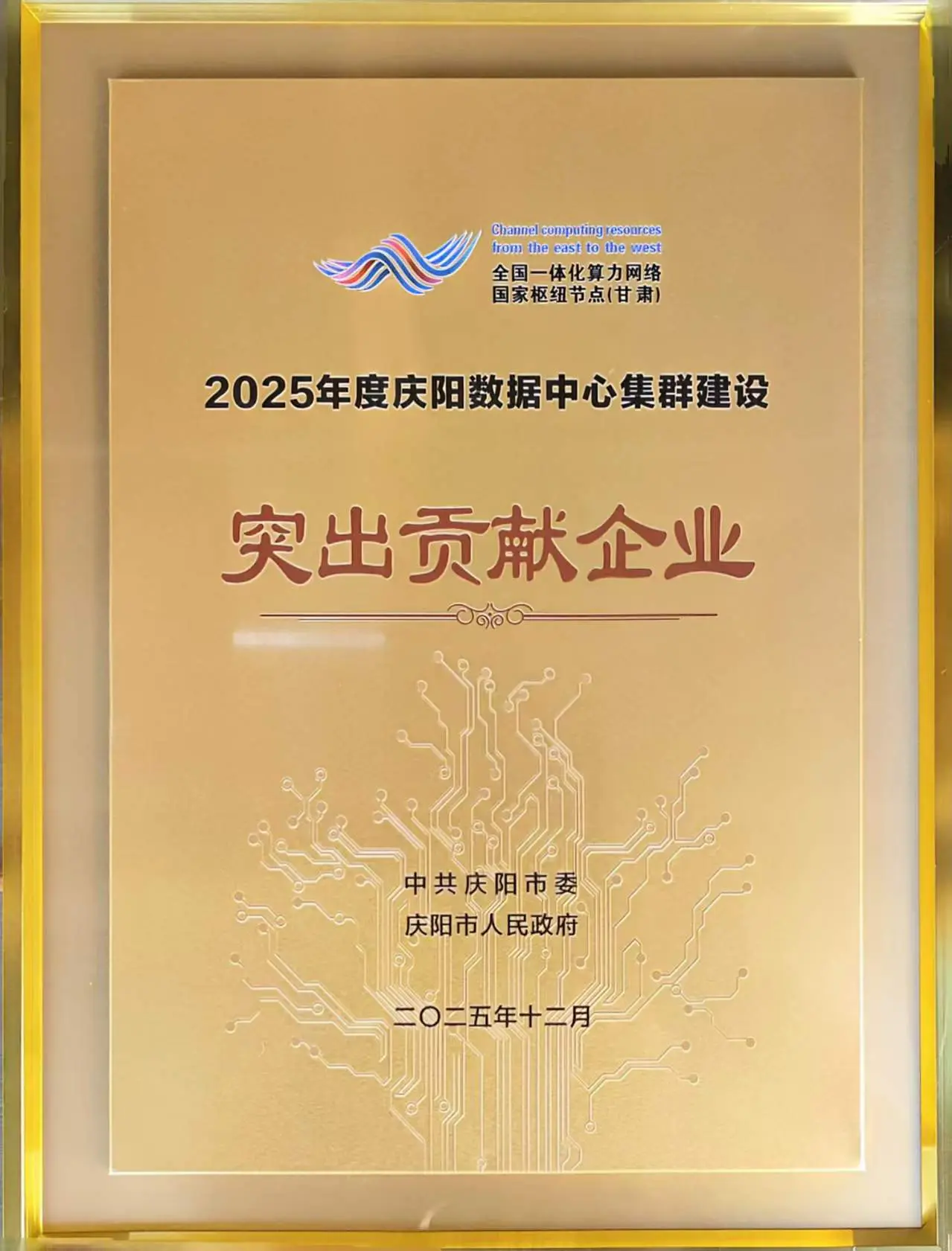 2025年度庆阳数据中心集群建设突出贡献企业